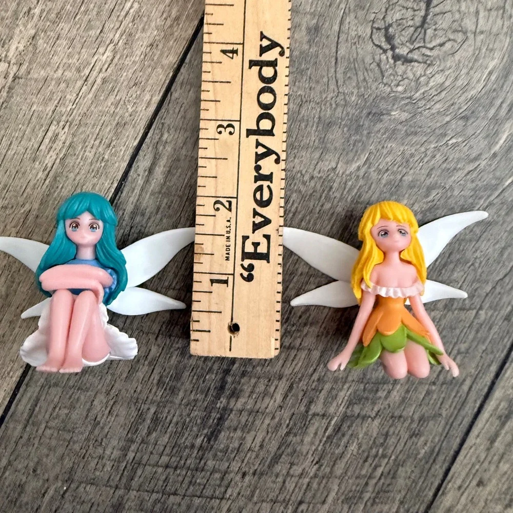 4Pc Miniature Anime Fairy Figurines Whimsical Sprite Terrarium Decor Set